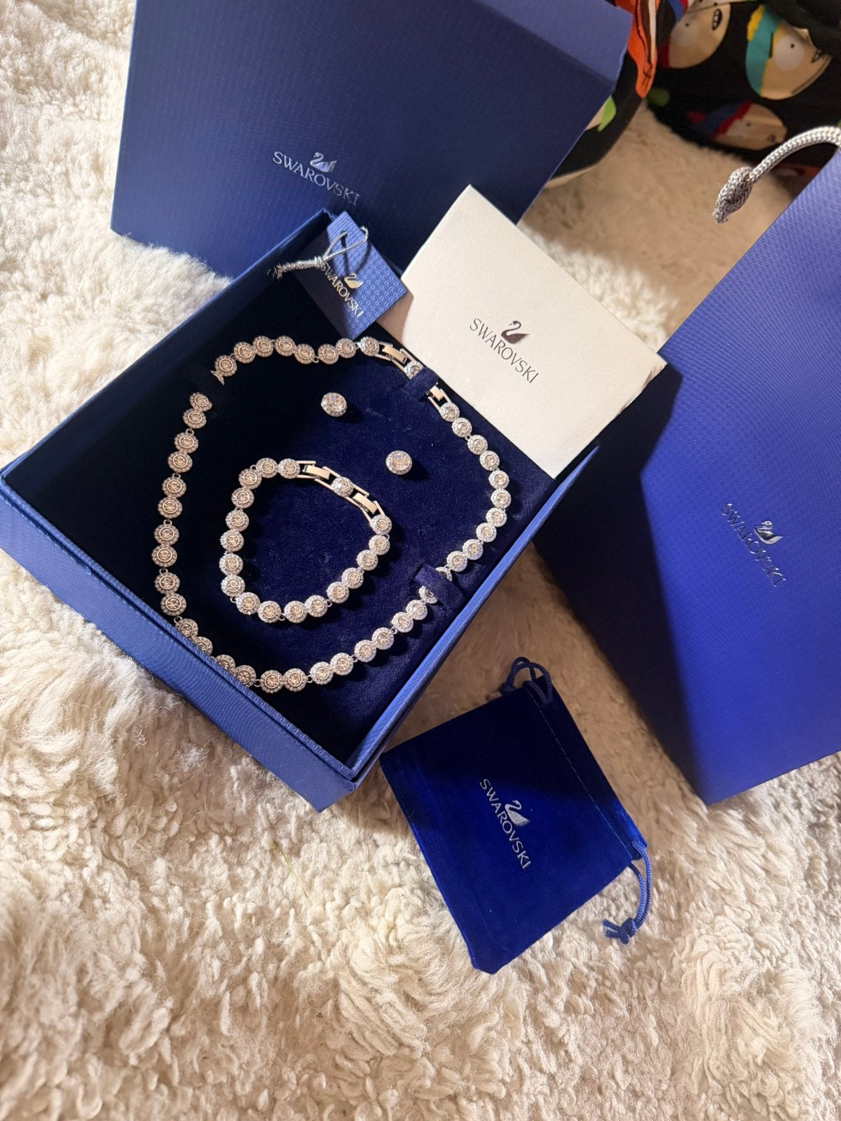Leuke set Swarovski sieraden:ketting, armband en oorbellen, Ophalen of Verzenden, Zo goed als nieuw, Zilver, Overige materialen