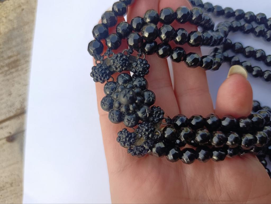 Antiek Zeeuwse gitten rouw ketting zilver slot, Ophalen of Verzenden, Zilver, Ketting