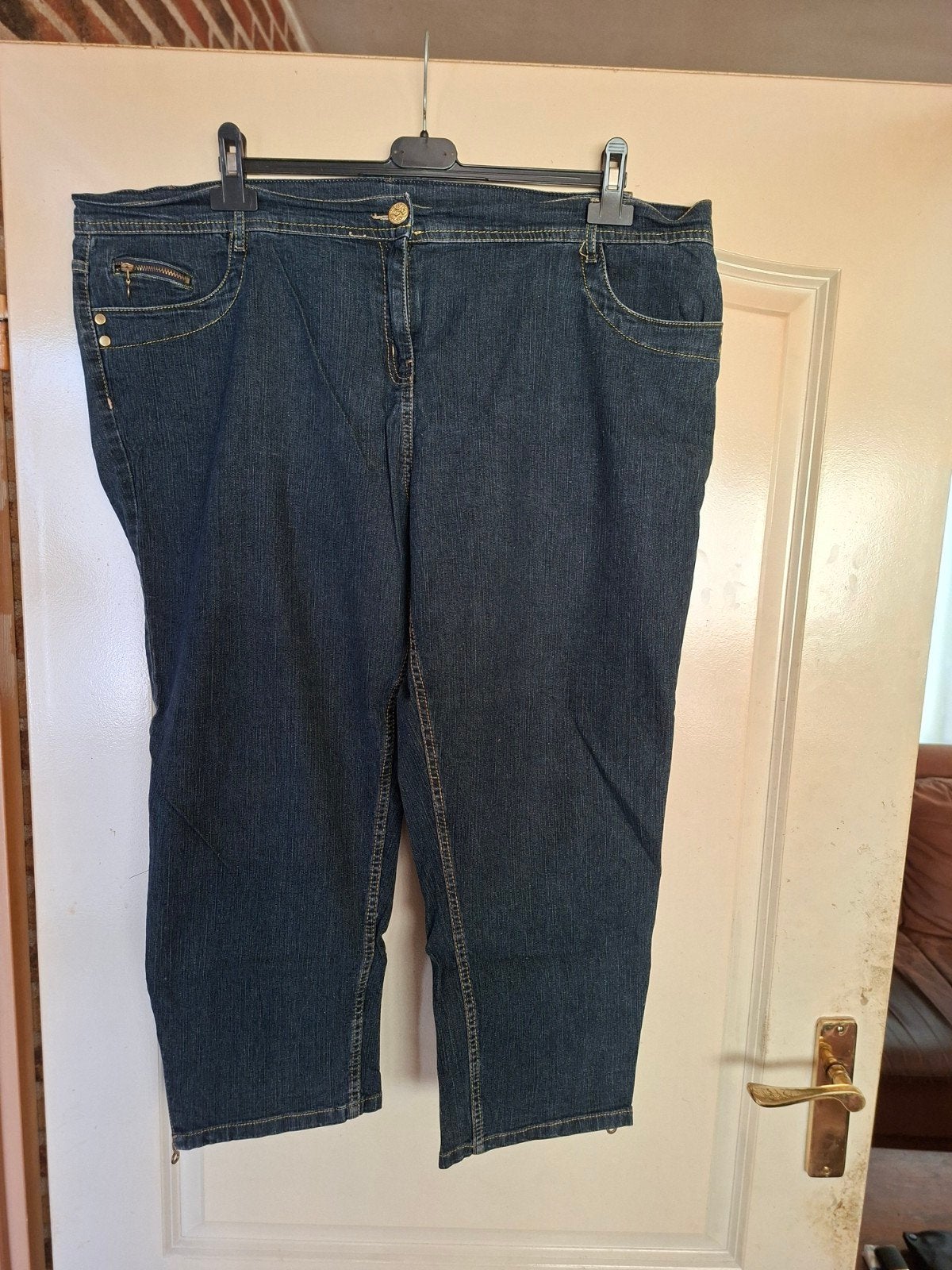 dames 3/4 jeans mt.50, Ophalen of Verzenden, Zo goed als nieuw, Blauw, Overige jeansmaten
