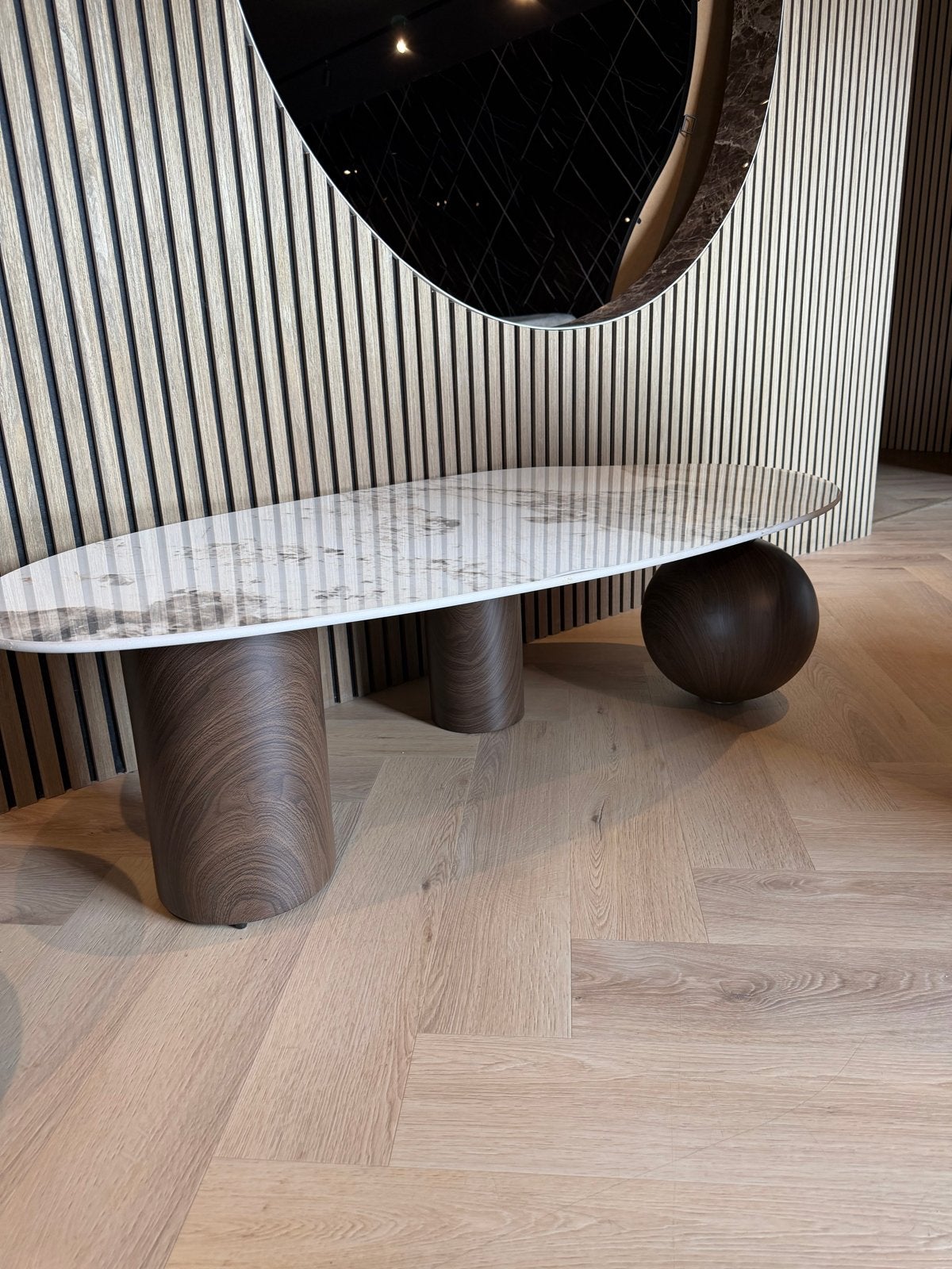 Organische salontafel Japandi stijl 130cm showmodel, Ophalen, 100 tot 150 cm, Zo goed als nieuw, Overige vormen