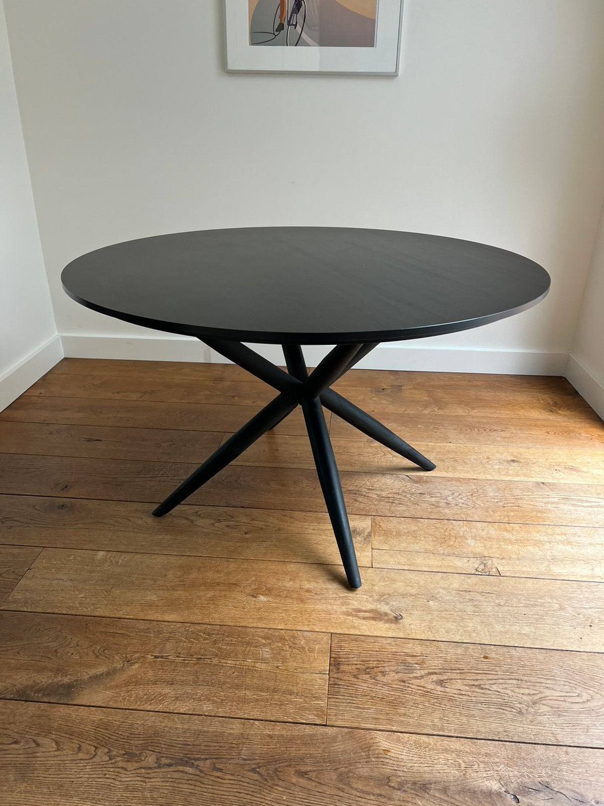 Ronde eettafel zwart ø130 cm - In zeer goede staat!, Ophalen, 100 tot 150 cm, Rond, Zo goed als nieuw