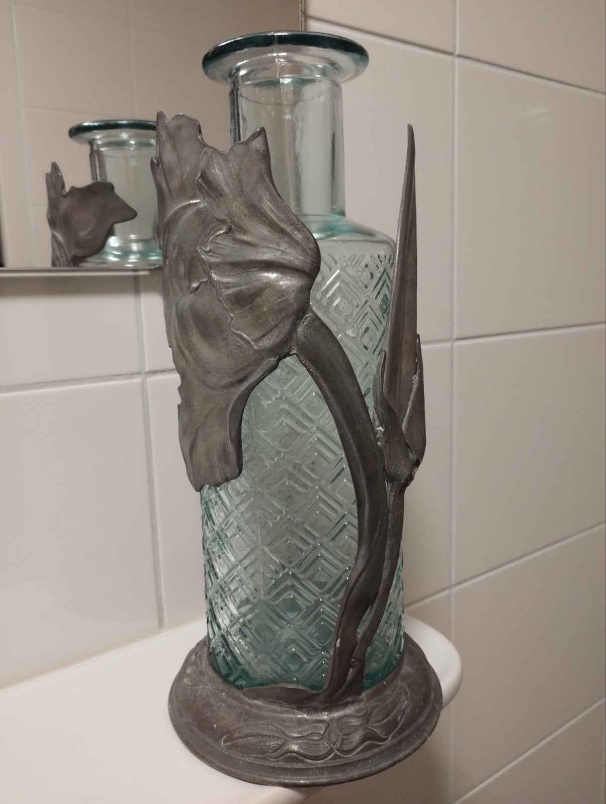 Art Nouveau Art Deco etain vaas of fleshouder, Ophalen of Verzenden
