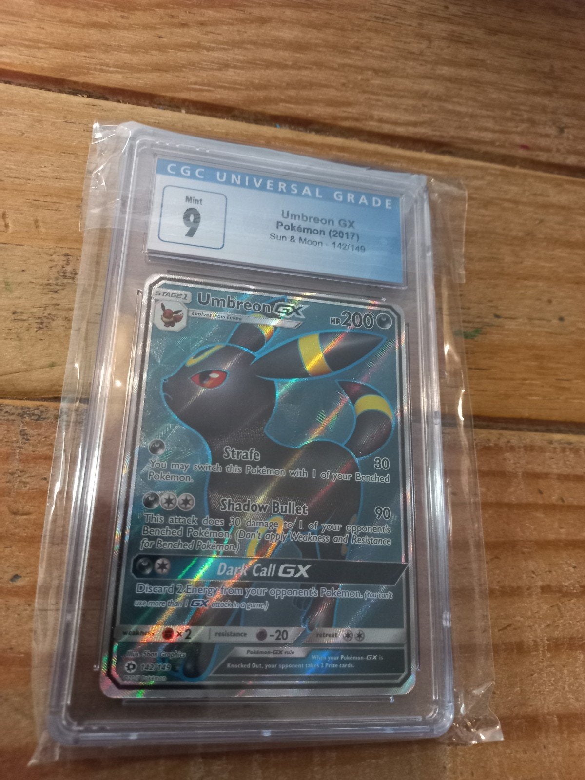 Cgc 9 umbreon GX, Ophalen of Verzenden, Zo goed als nieuw, Losse kaart, Foil