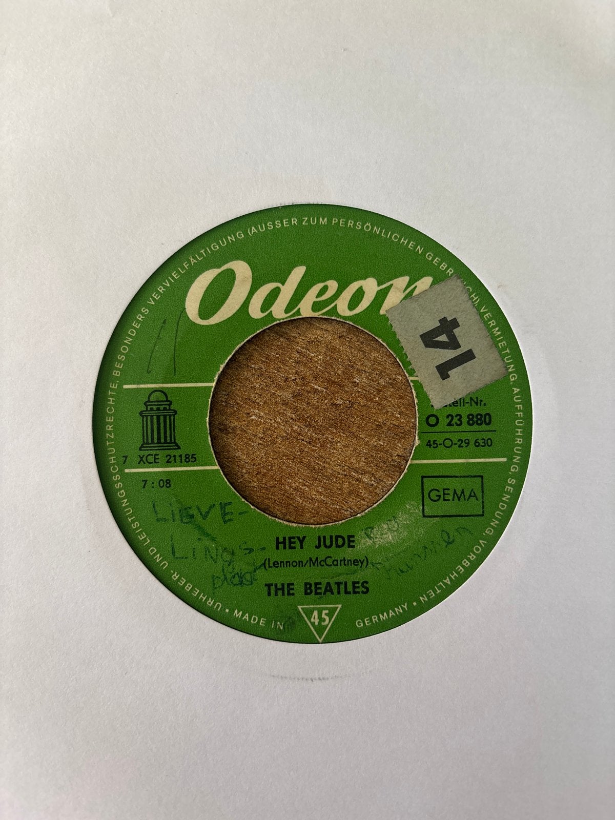 The Beatles - Hey Jude 7 inch vinyl single (Odeon), Gebruikt, 7 inch, Ophalen of Verzenden, Pop