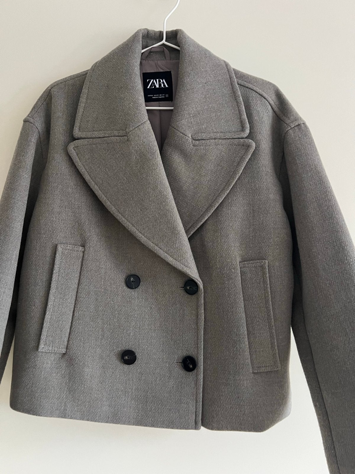 Zara double-breasted jas - beige/taupe - maat XS, Ophalen of Verzenden, Gedragen, Maat 34 (XS) of kleiner, Beige