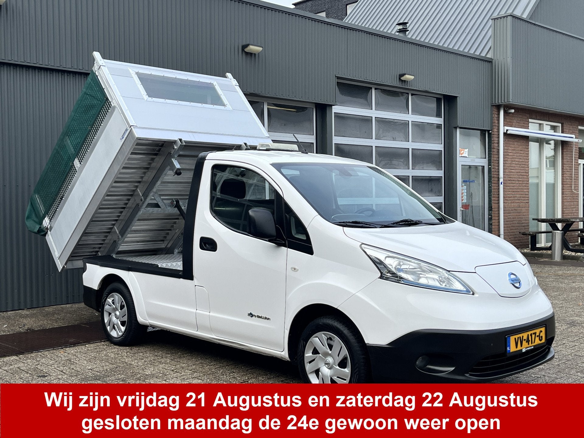 Nissan E-NV200 24KWh Marge BTW VRIJ! Elektrische Kipper Open, Auto's, Stof, Gebruikt, Zwart, Wit