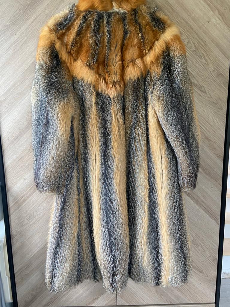 Lange vintage bontjas van wasbeer / coyote, Kleding | Dames, Jassen | Winter, Gedragen, Maat 38/40 (M), Bruin, Ophalen
