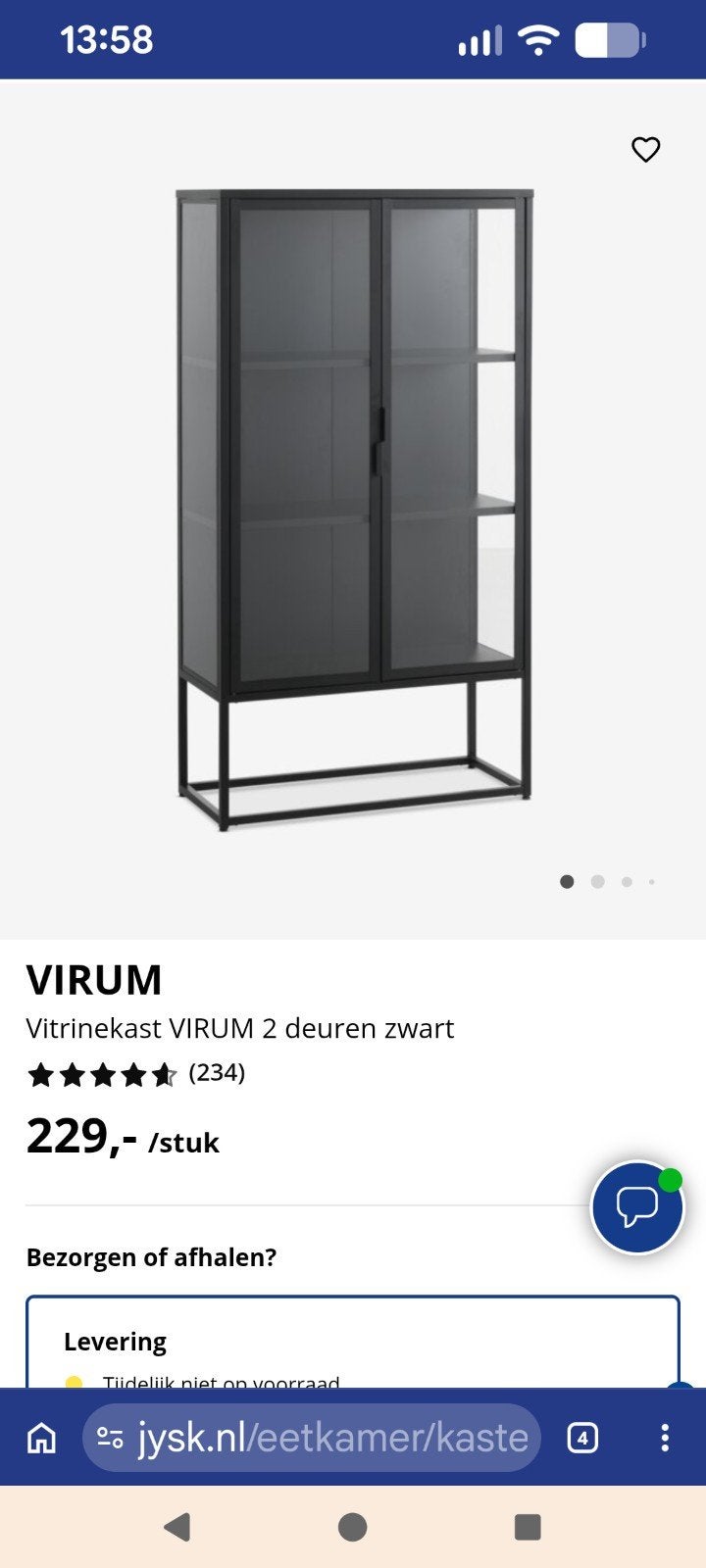 Vitrinekast zwart/staal/glas, Ophalen, 50 tot 100 cm, Industriële, 150 tot 200 cm
