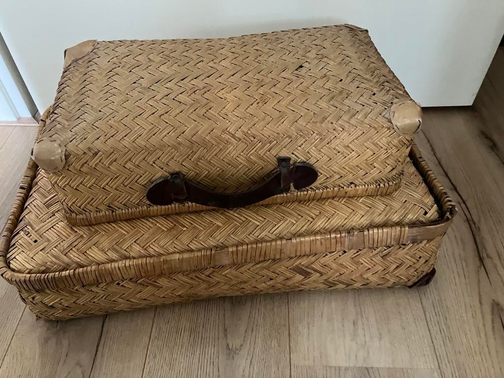 Set van 2 vintage rieten koffertjes, Antiek en Kunst, Ophalen of Verzenden