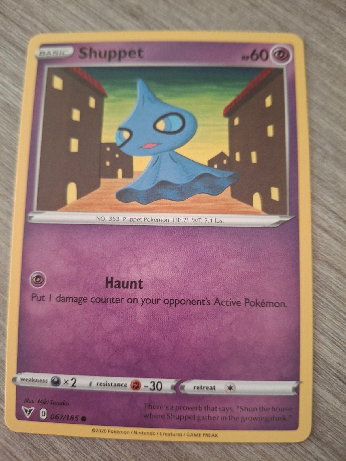 Pokémon Kaart Shuppet (067/185) - Sword & Shield, Ophalen of Verzenden, Zo goed als nieuw, Losse kaart