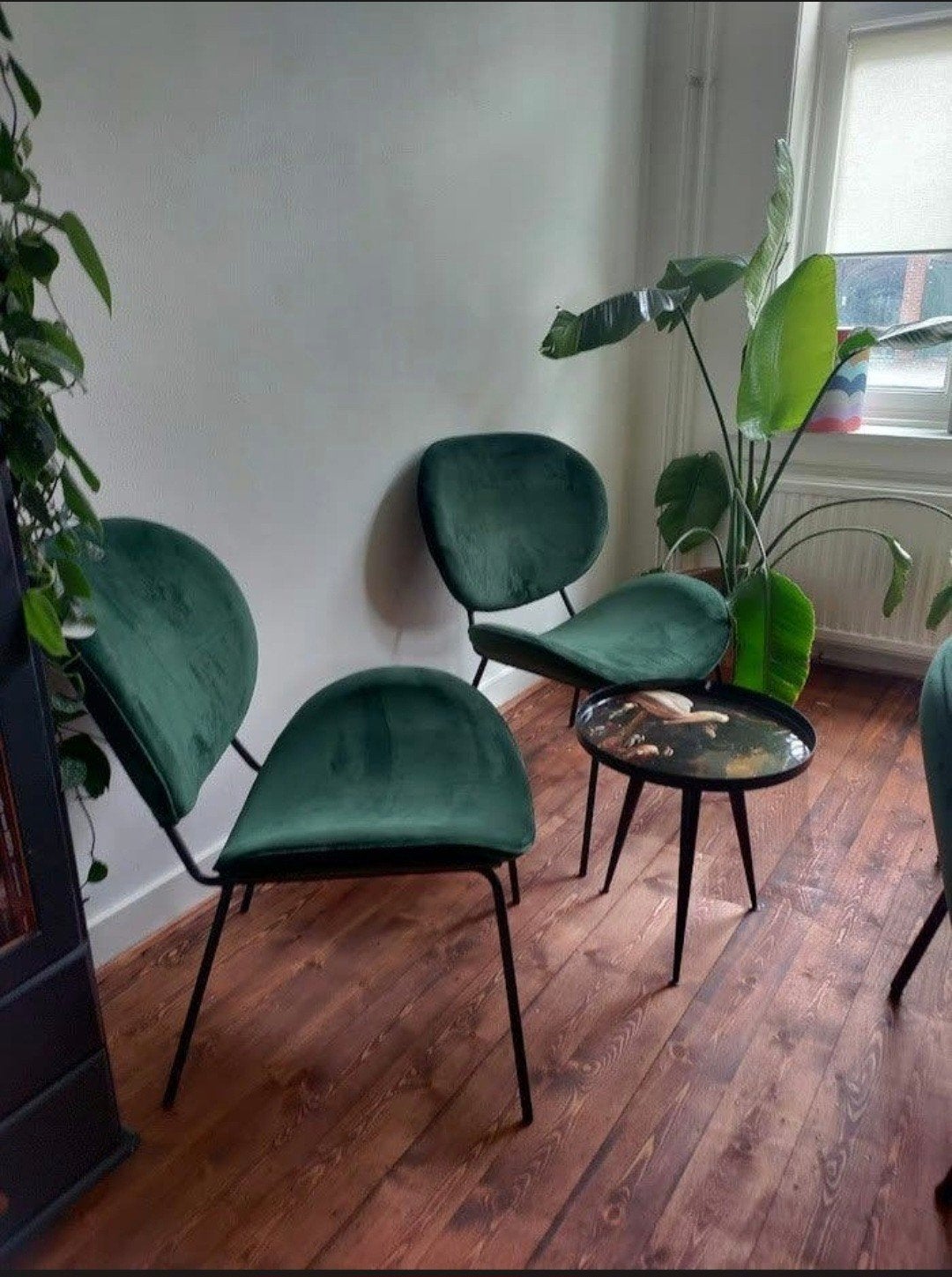 2 Groene Velvet Lounge Stoelen, Ophalen, Zo goed als nieuw, Overige kleuren, Twee
