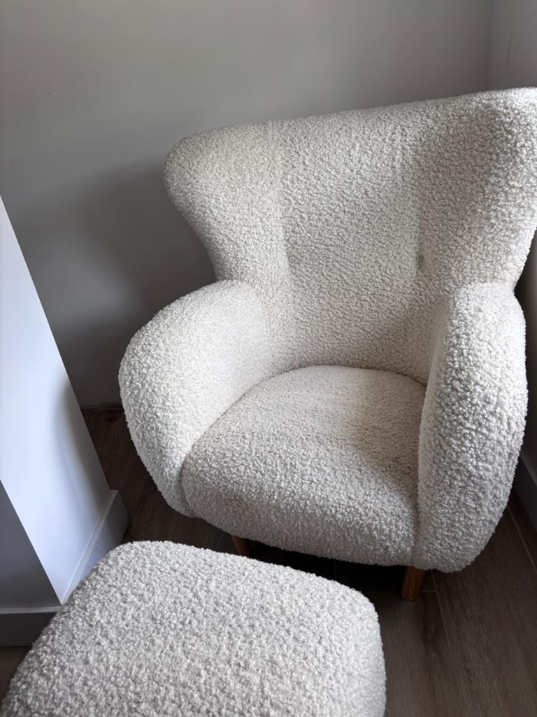 Stoel met voeten bankje, Huis en Inrichting, Fauteuils, Ophalen, Zo goed als nieuw