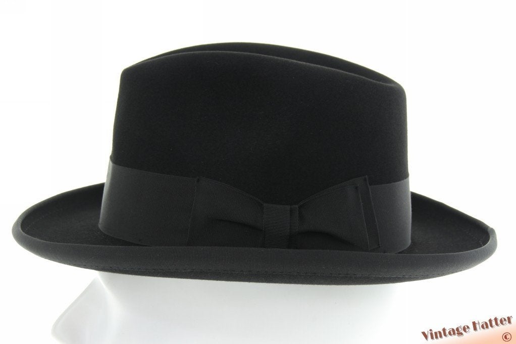 Vintage gleufhoed Homburg hoed Huckel zwart vilt 56, Hückel, Hoed, Ophalen of Verzenden, 57 cm (M, 7⅛ inch) of minder