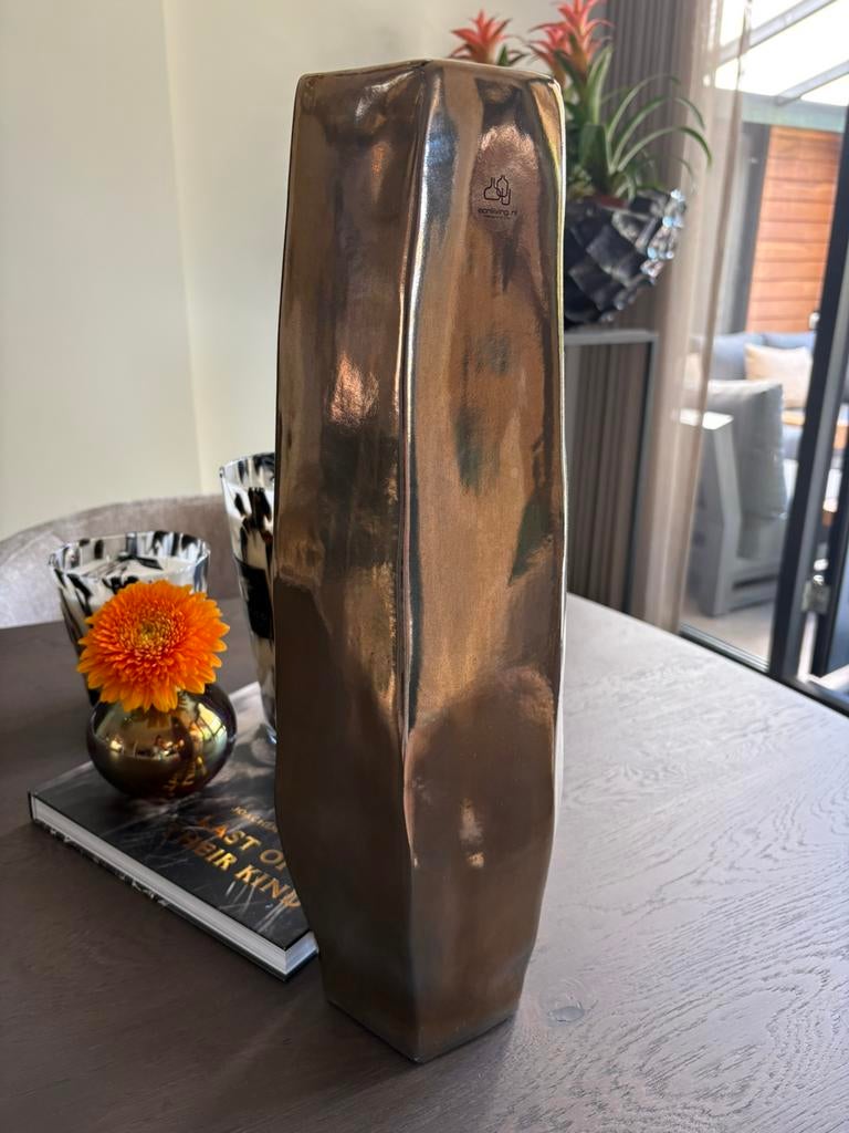 Ecri Living Vaas Malaga goud, Ophalen, Overige kleuren, 50 tot 75 cm, Aardewerk of Porselein
