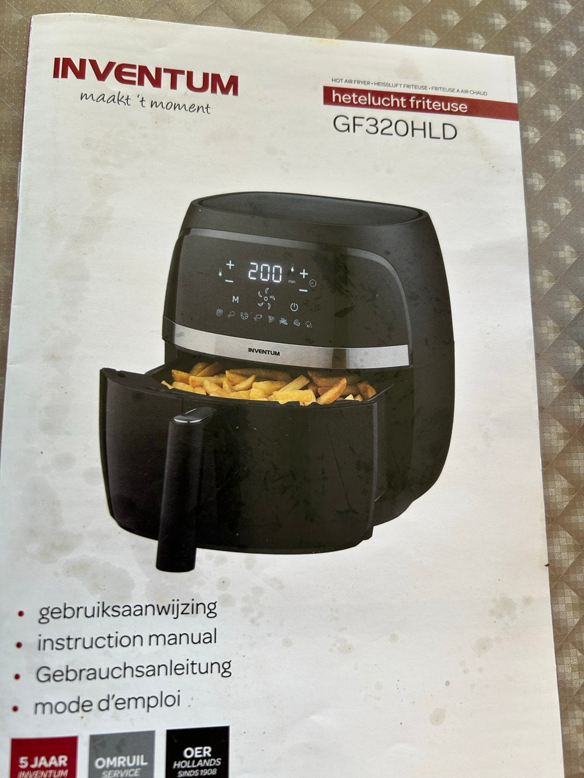 Inventum GF320HLD Heteluchtfriteuse Airfryer, Ophalen, Zo goed als nieuw, Airfryer