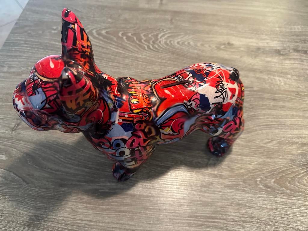 Spaarpot Franse Bulldog - Graffiti Design, Verzamelen, Spaarpotten, Ophalen of Verzenden, Zo goed als nieuw, Steen, Aardewerk of Keramiek