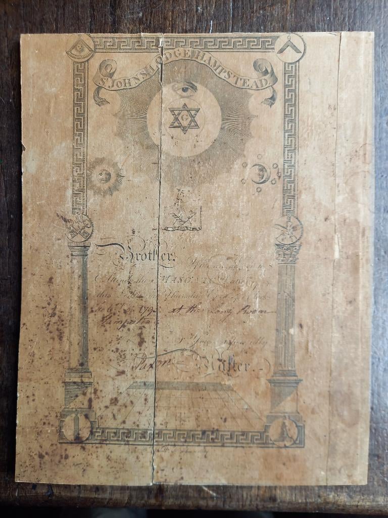 document vrijmetselarij Engeland  UNIEK !!! Freemasonry, Ophalen of Verzenden, Overige materialen