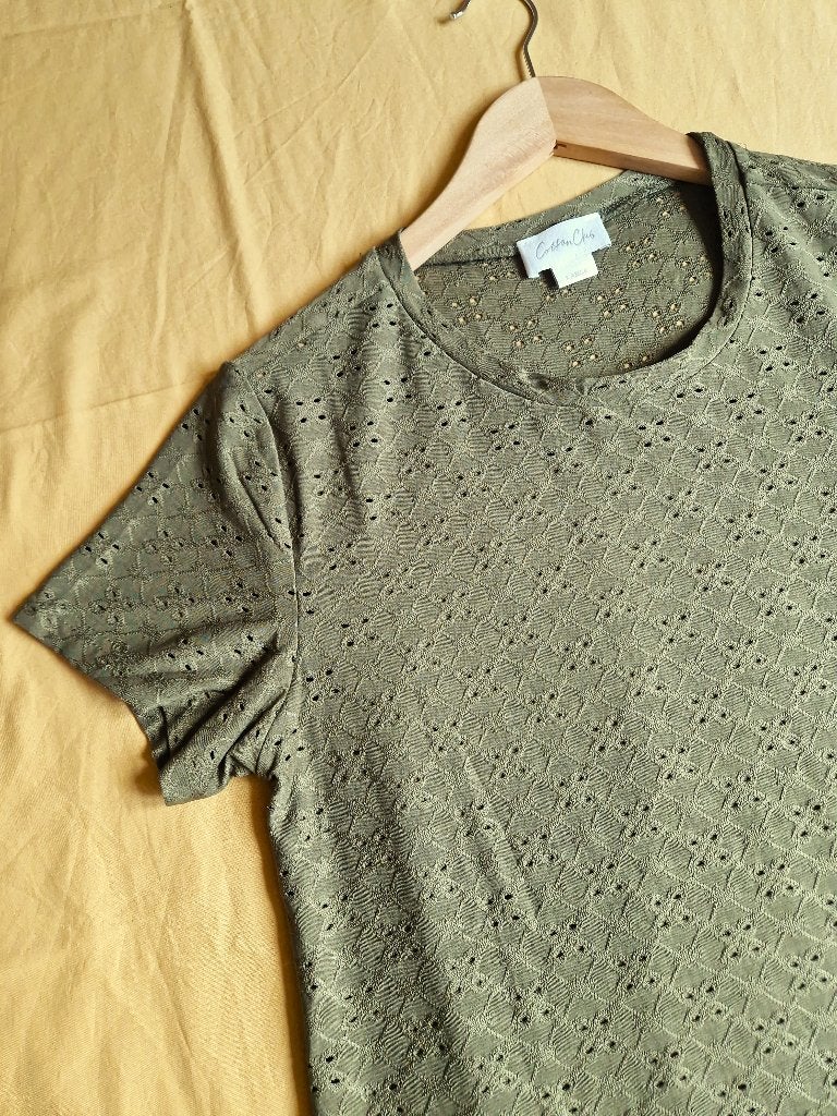 T-shirt Cotton Club kaki maat L nieuw, Kleding | Dames, T-shirts, Verzenden, Maat 42/44 (L), Nieuw, Korte mouw