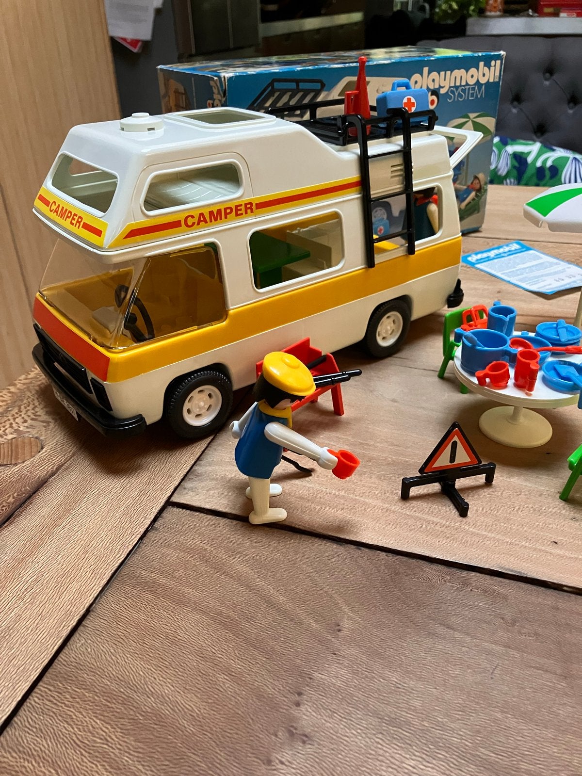 Vintage 70s Playmobil Camper 3258 accessoires, Complete set, Voertuig, Ophalen of Verzenden, Zo goed als nieuw