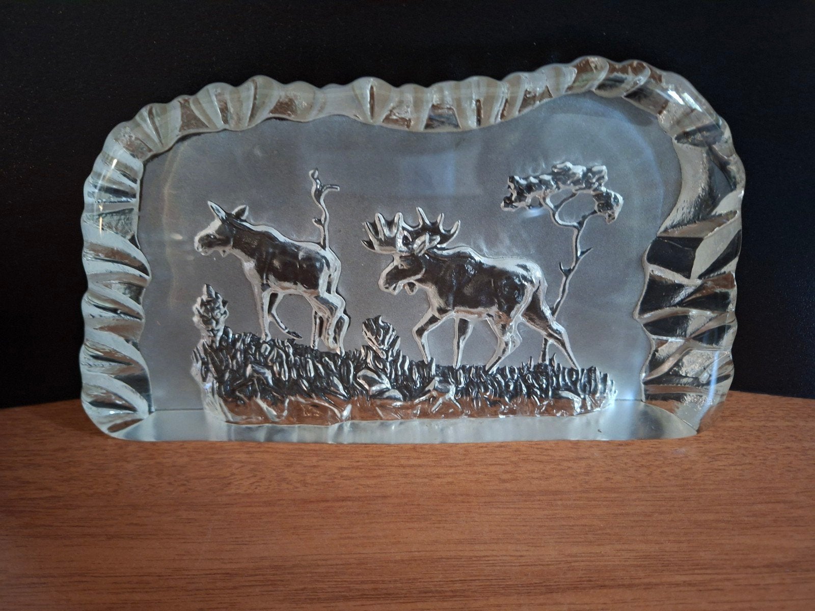 vintage Zweeds Älgmotiv glasblok elanden, Ophalen of Verzenden