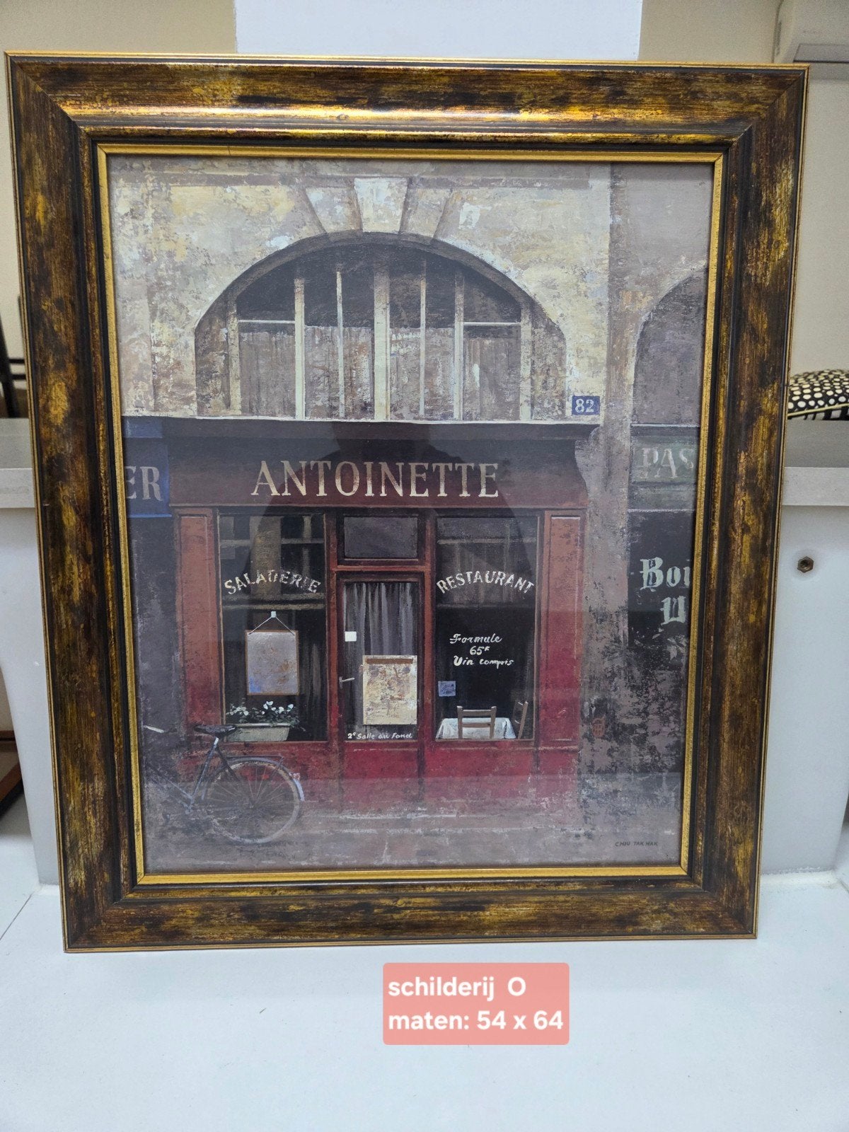 Schilderij 'Antoinette' - Stadsgezicht met Restaurant, Ophalen