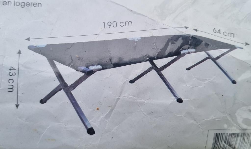 Opvouwbaar campingbed/stretcher - 190x64x43 cm, Ophalen