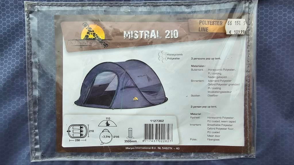 Mistral 210 Pop-up Tent - 3 Personen, Ophalen of Verzenden, Zo goed als nieuw, Tot en met 3