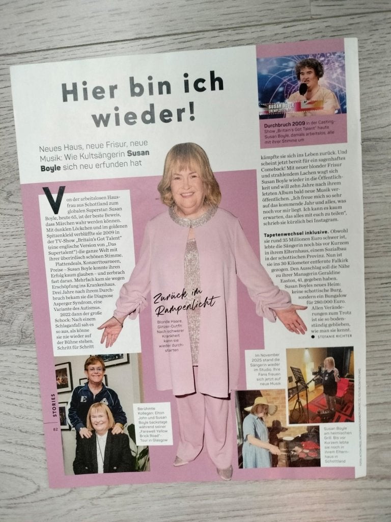 Susan Boyle 1 pagina Gala tijdschrift 23 April 2026, Verzenden, Zo goed als nieuw, Boek, Tijdschrift of Artikel