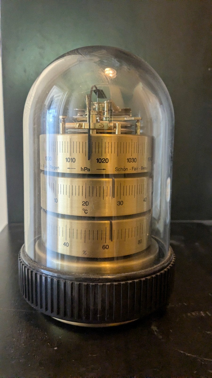 Prachtig Vintage Weerstation in Glazen Stoof / Dome (3-in-1), Audio, Tv en Foto, Weerstations en Barometers, Ophalen of Verzenden