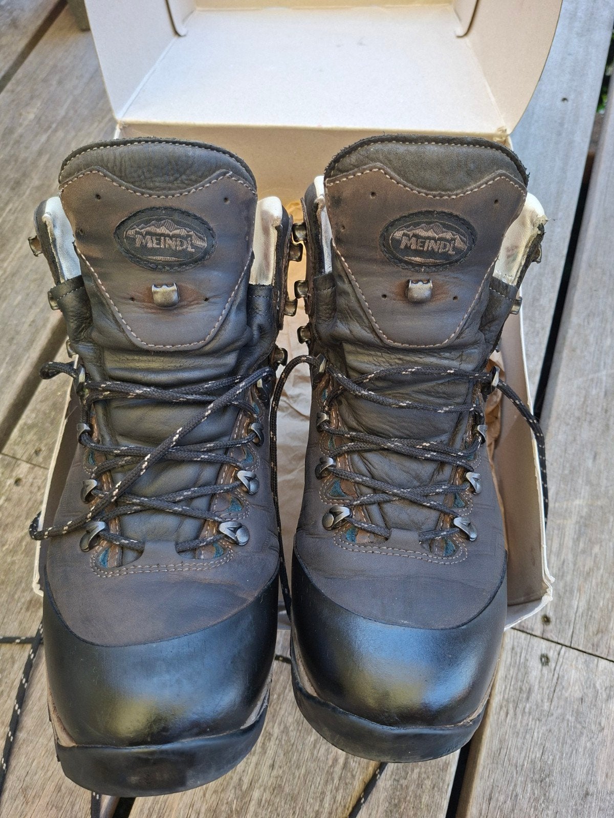 meindl MFSystem maat 42.5 grijs van kleur met blauwe streep, Ophalen of Verzenden, Gebruikt, Schoenen