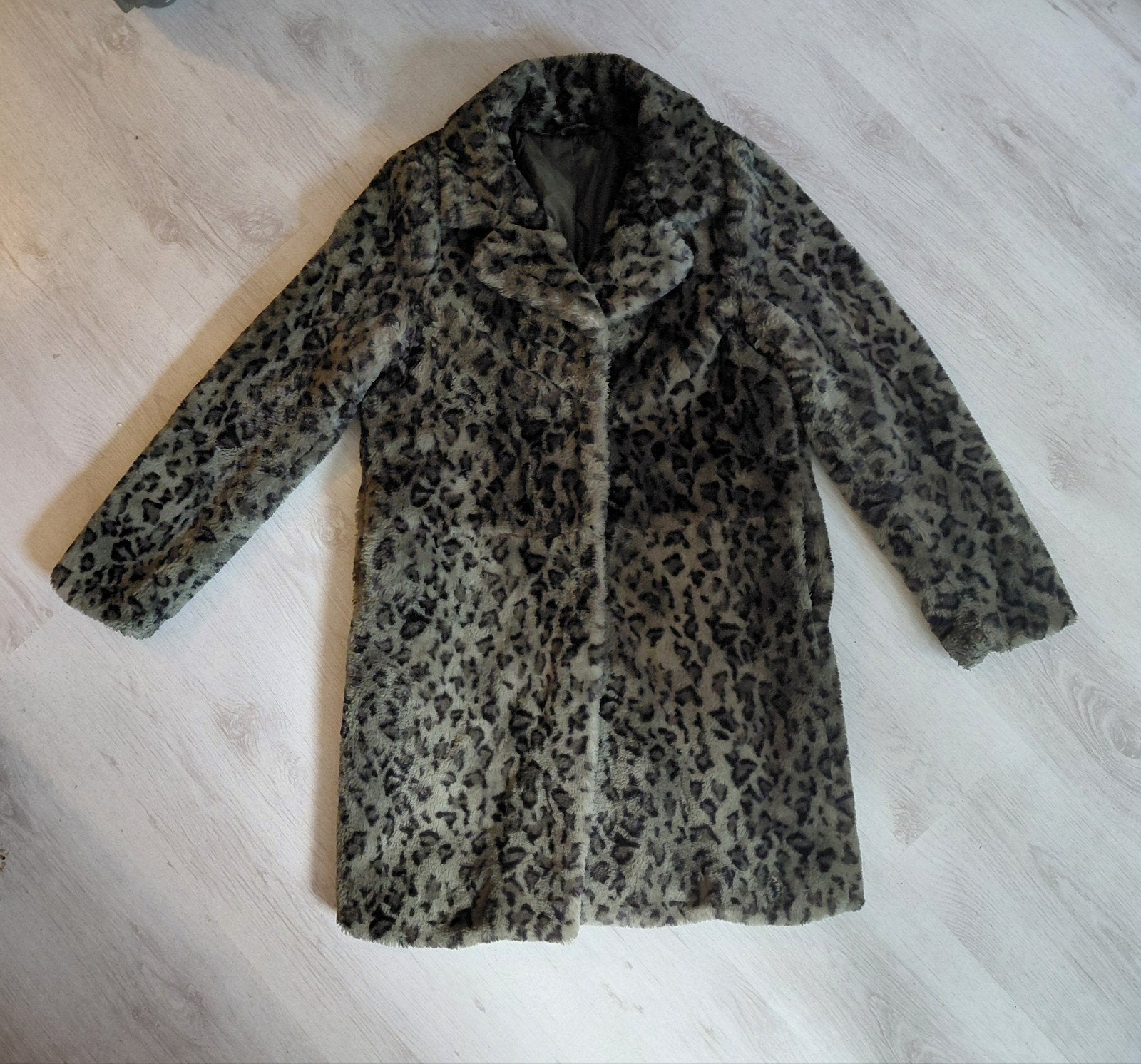 Groene luipaardprint faux fur jas, maat S, Ophalen of Verzenden, Zo goed als nieuw, Maat 36 (S), Hema