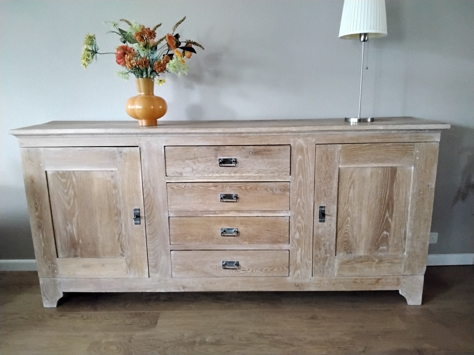Eikenhouten dressoir met lades en deuren, Ophalen, Zo goed als nieuw, 25 tot 50 cm, Eikenhout