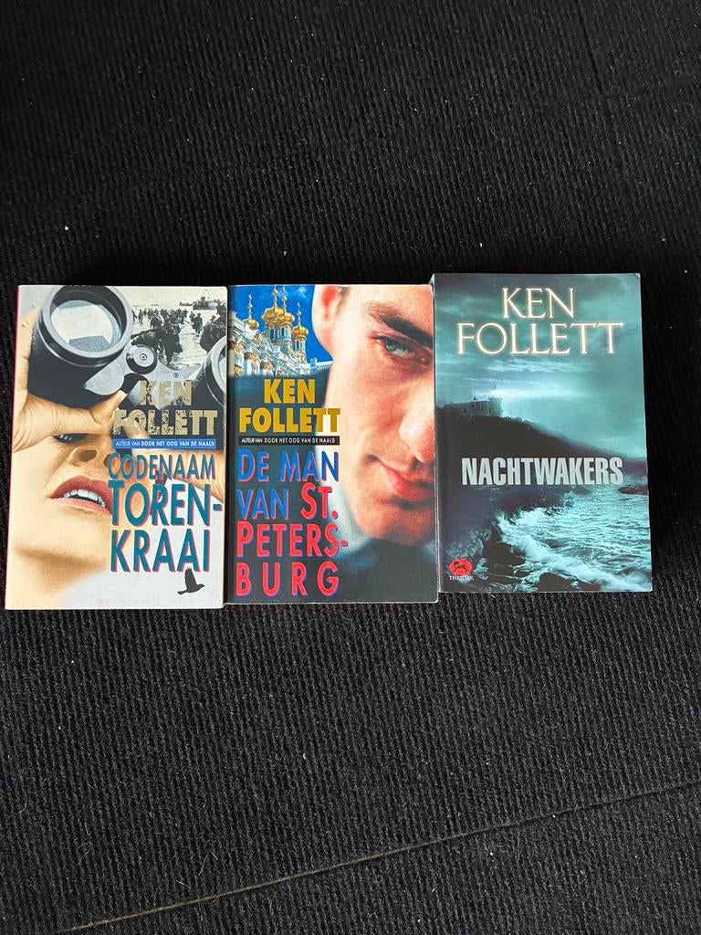 3x Ken Follett boeken: Codennaam Toren Kraai, De Man van St., Boeken, Ophalen of Verzenden, Zo goed als nieuw