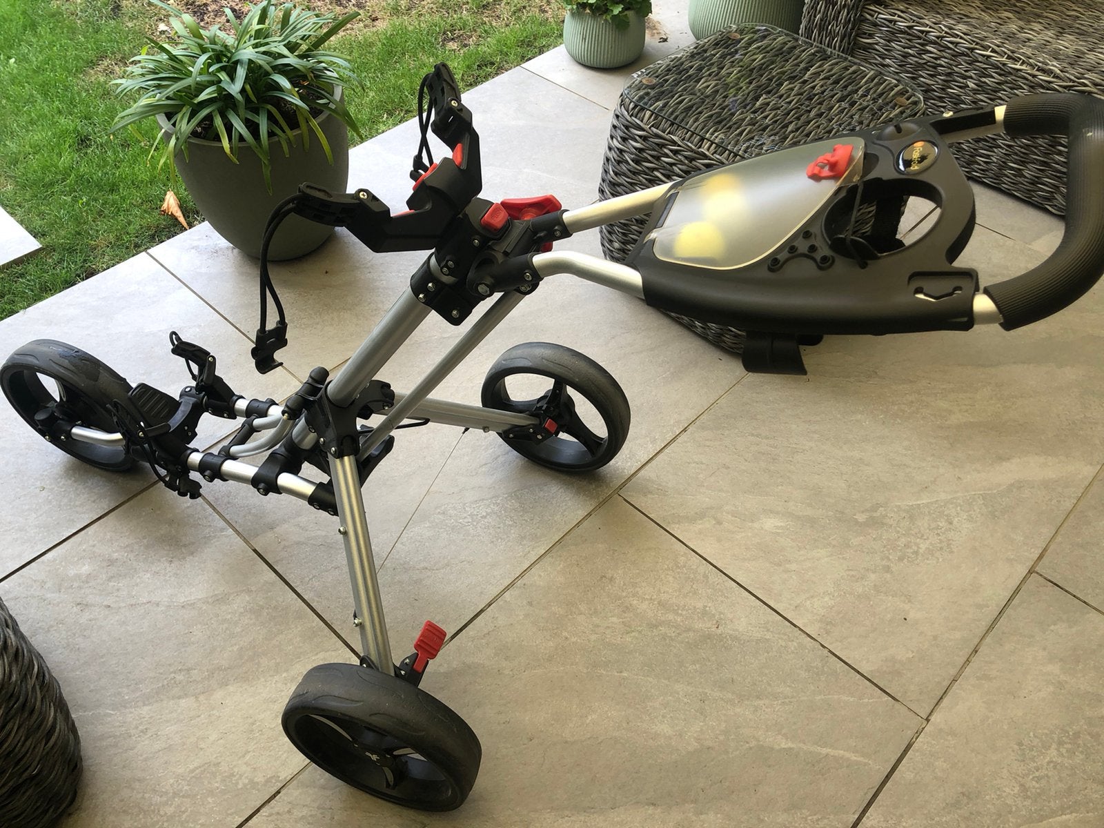 Golftrolley fastfold, Trike, Ophalen, Zo goed als nieuw, Golfkar