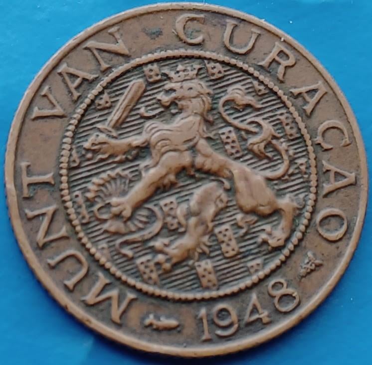 Curaçao 2 1/2 cent 1948 - Wilhelmina, Verzenden, Koningin Wilhelmina, Losse munt