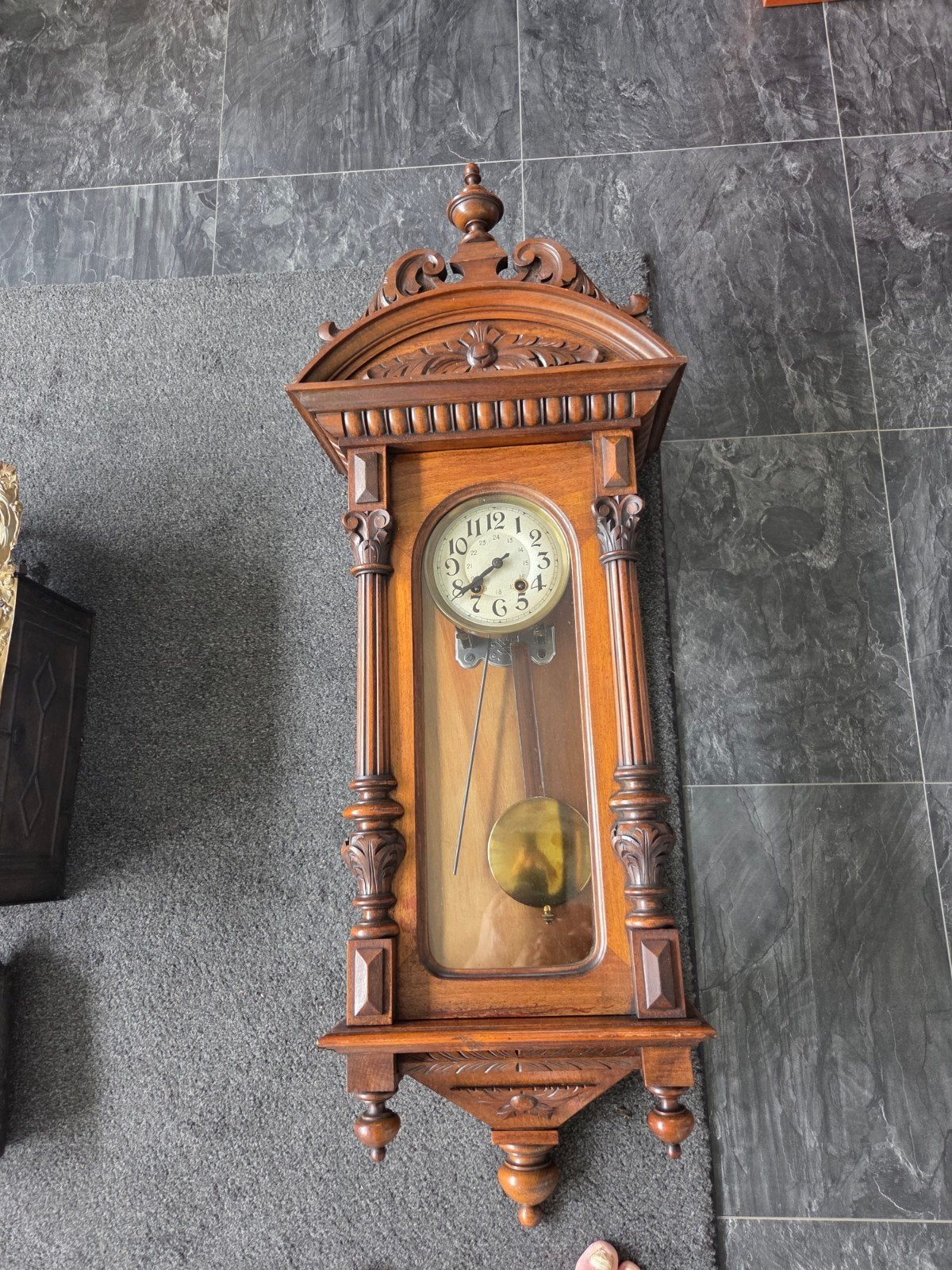 Japy freres solide eikenhouten regulateur rond 1890., Antiek en Kunst, Ophalen