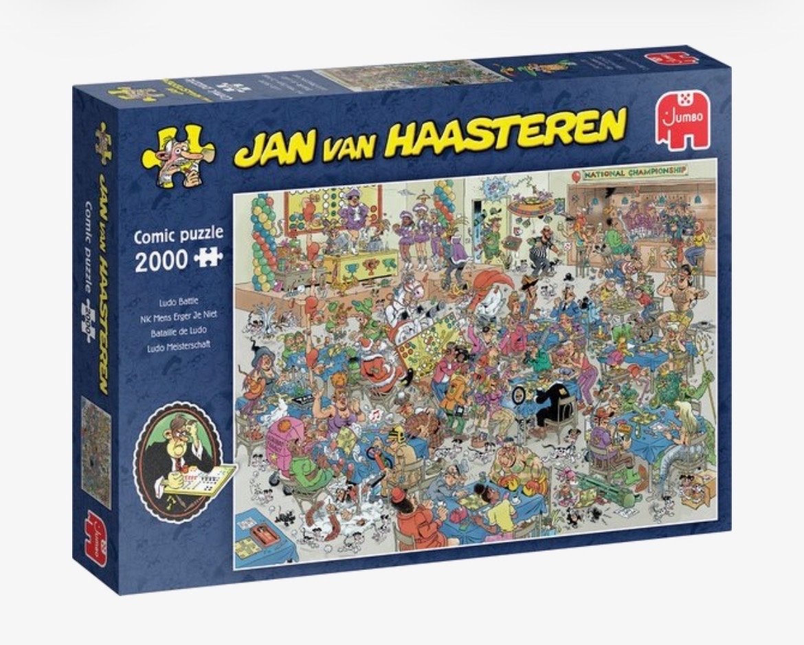 Jan van Haasteren Comic Puzzel - Ludo Battle 2000 stukjes, Ophalen of Verzenden, Meer dan 1500 stukjes, Nieuw, Legpuzzel