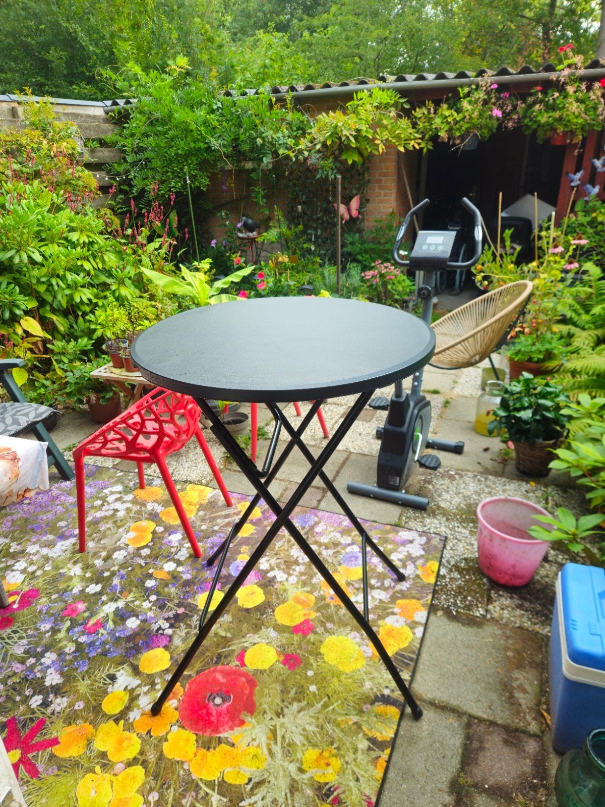 2 opvouwbare sta tafels kunstof met metaal, Tuin en Terras, Ophalen, Gebruikt, Rond, Metaal