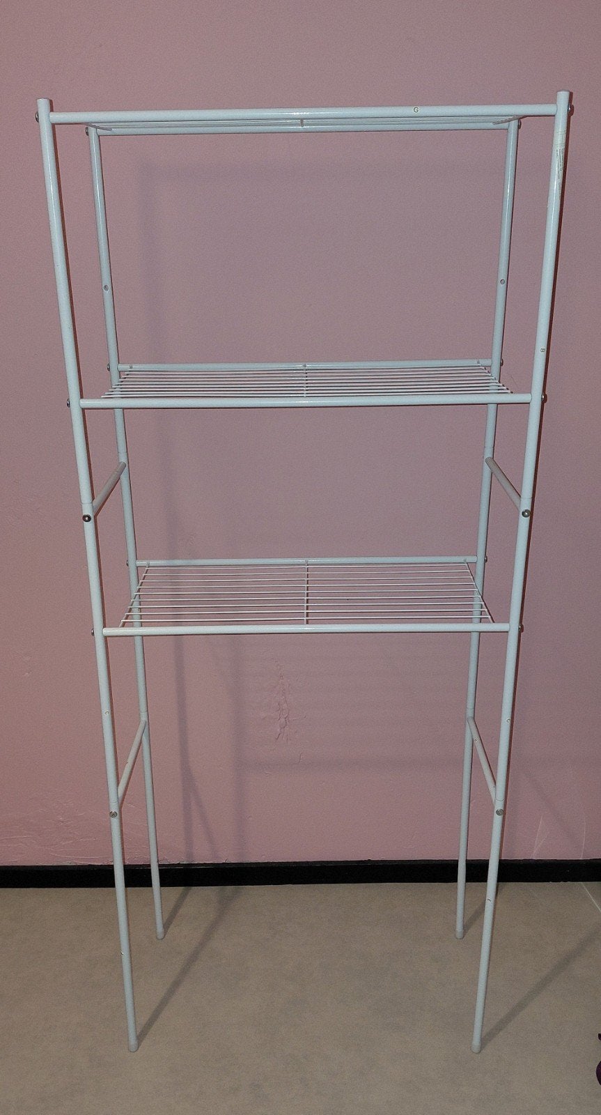 Wit metalen rek met 3 planken toiletrek, wasmachinerek, Ophalen of Verzenden, Zo goed als nieuw
