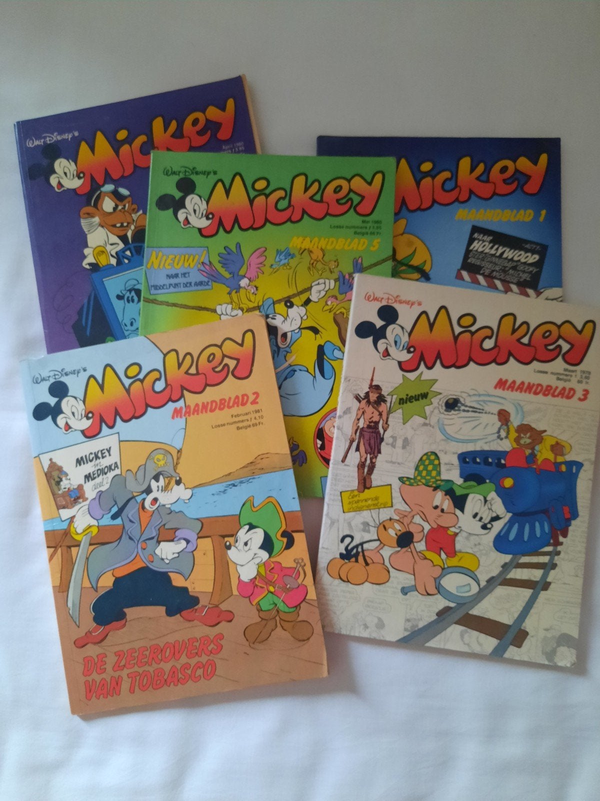Mickey stripboekjes Walt Disney's jaren '70 '80 - 5 stuks, Boeken, Meerdere stripboeken, Ophalen of Verzenden, Gelezen