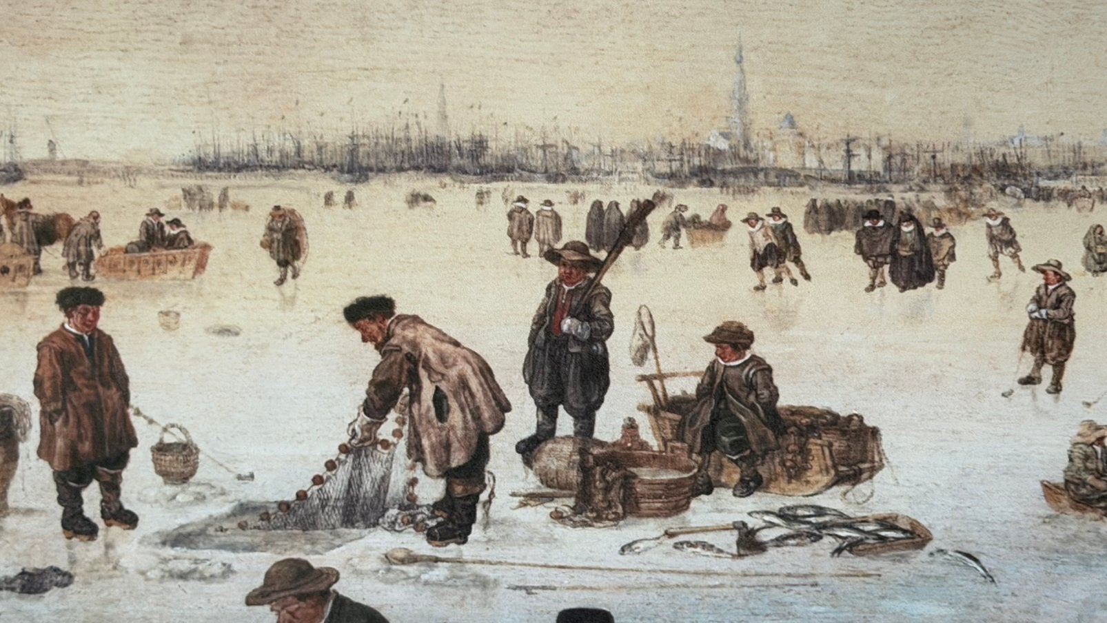 Schilderij dibond Arent Arentsz ‘ijsvermaak het ij Amsterdam, Ophalen, Voor 1940, Zo goed als nieuw