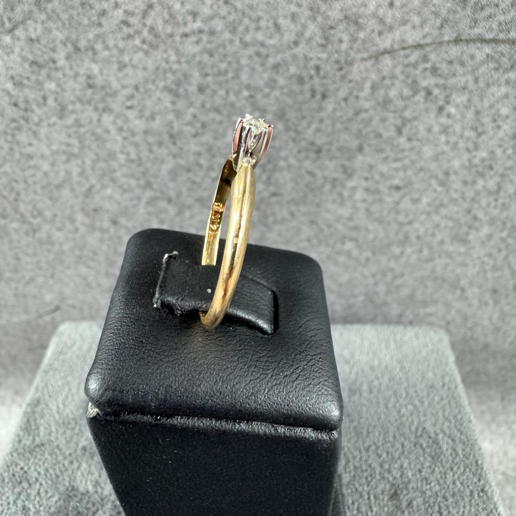 Gouden Ring | 14k* | 1,63g |solitair briljant |17,25| 404681, Sieraden, Tassen en Uiterlijk, Ringen, Gebruikt, Ophalen of Verzenden