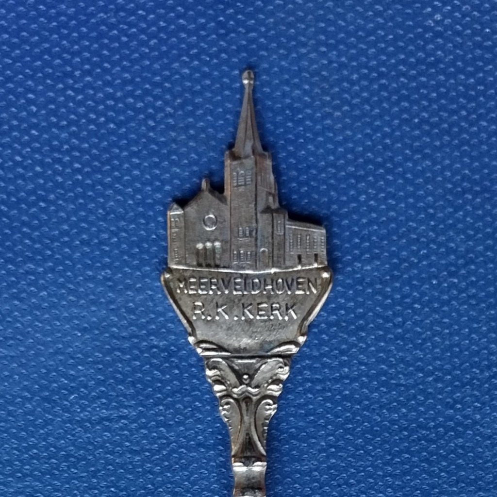 verzilverd lepeltje RK Kerk Meerveldhoven (JS Zn), Ophalen of Verzenden
