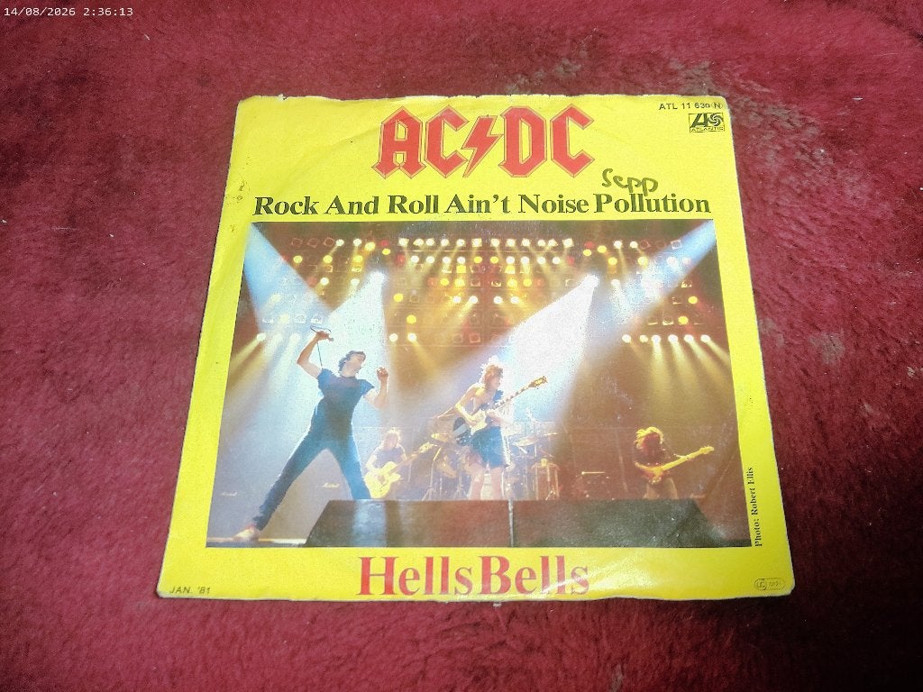AC/DC - Rock and Roll ain't Noise Pollution, Gebruikt, Fotohoes, 7 inch, Ophalen of Verzenden