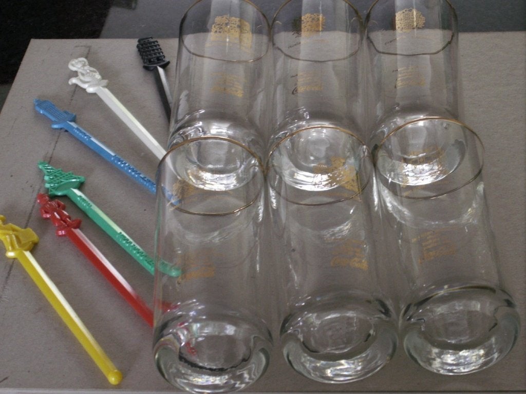 Complete set Coca Cola longdrinkglazen gouden wapenstempels, Ophalen of Verzenden, Nieuw, Bierglas
