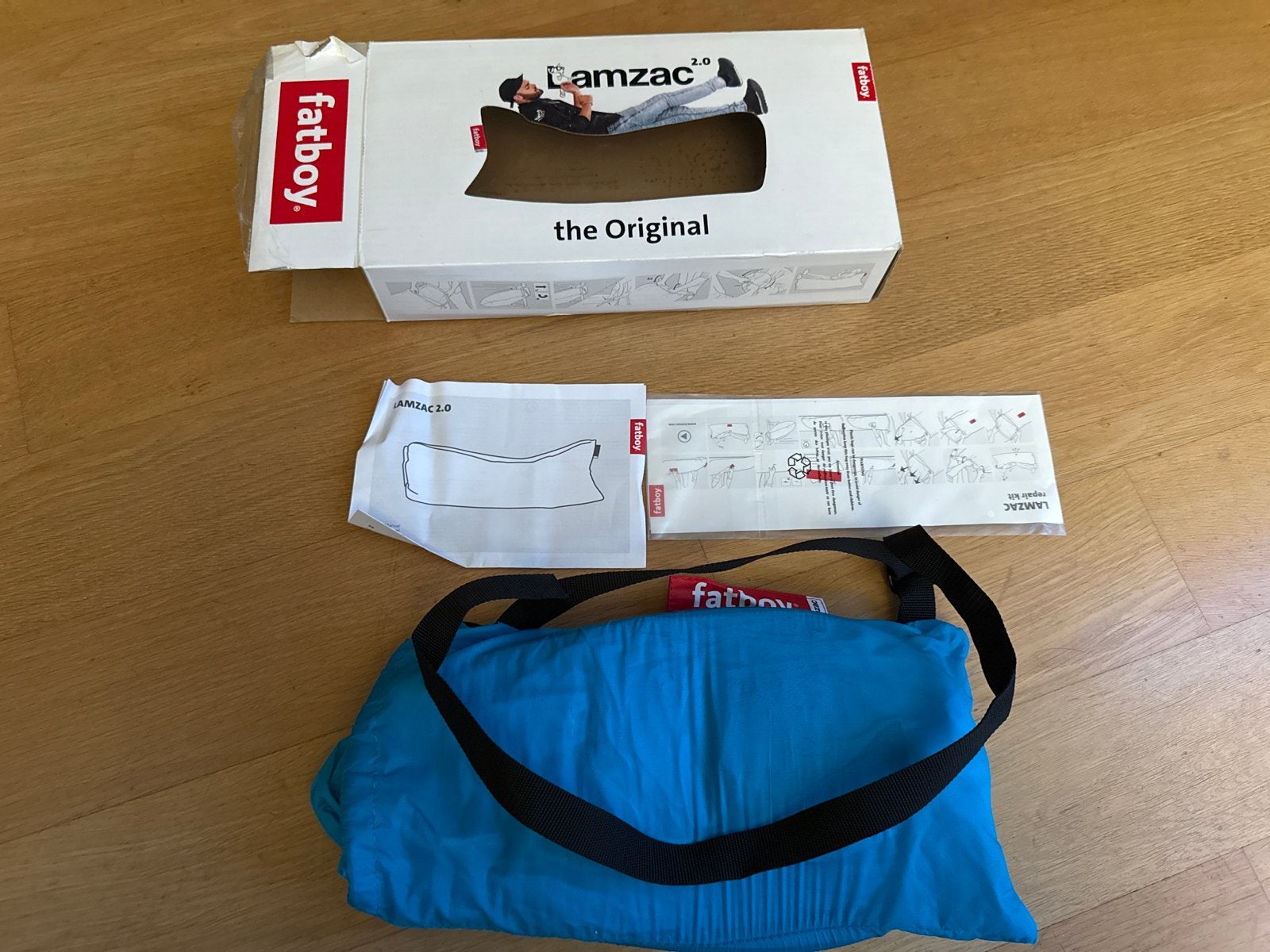 Originele Fatboy Lamzac met repairkit en handleiding, Ophalen of Verzenden, Nieuw, Blauw, Zitzak