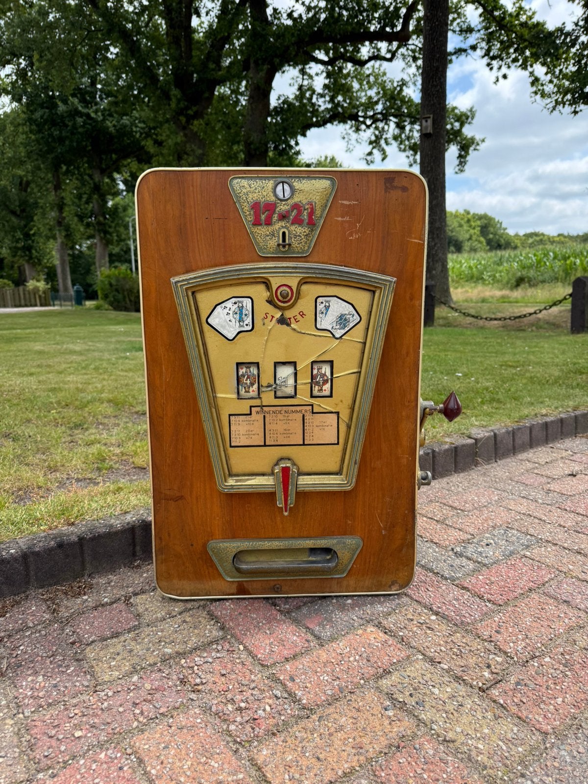 Oud antiek houten gokkast gokkastje wiegandt 17 - 21, Verzamelen, Automaten | Gokkasten en Fruitautomaten, Overige munten, Ophalen