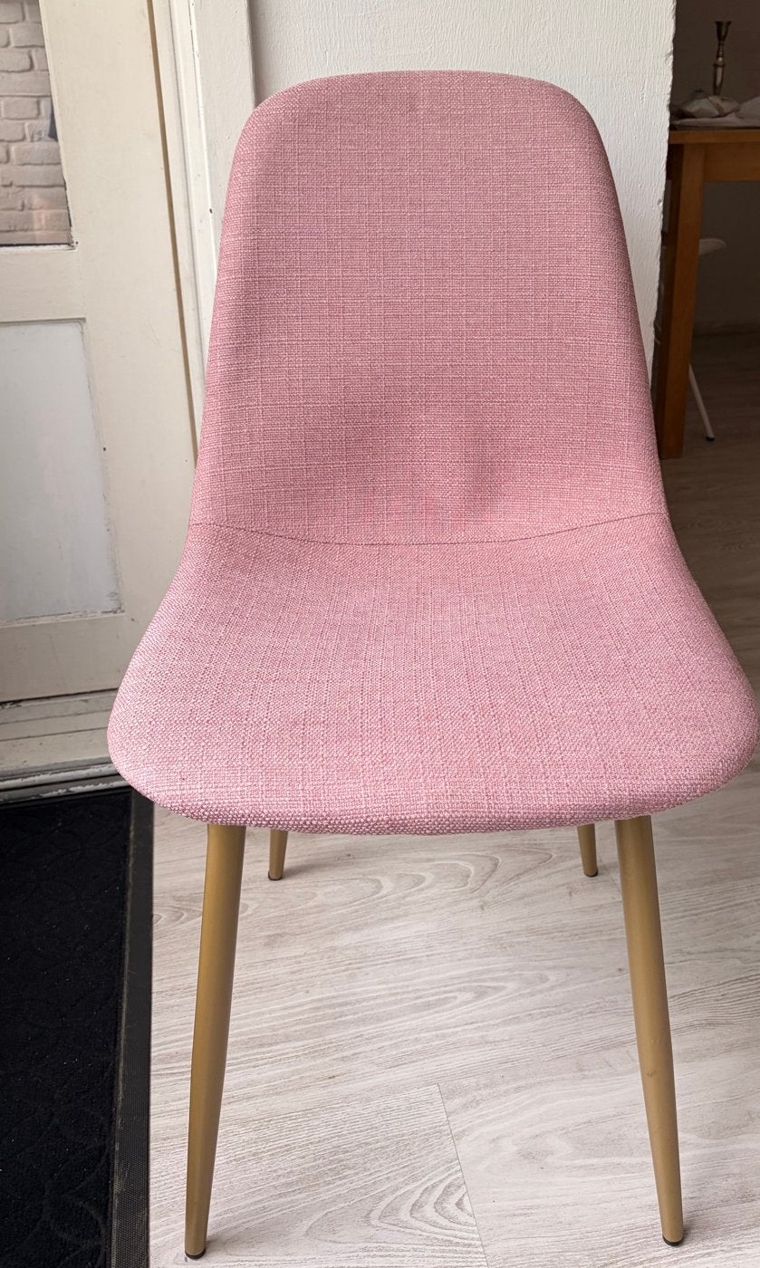 Roze eetkamerstoel met gouden poten, Ophalen, Overige kleuren, Zo goed als nieuw, Eén