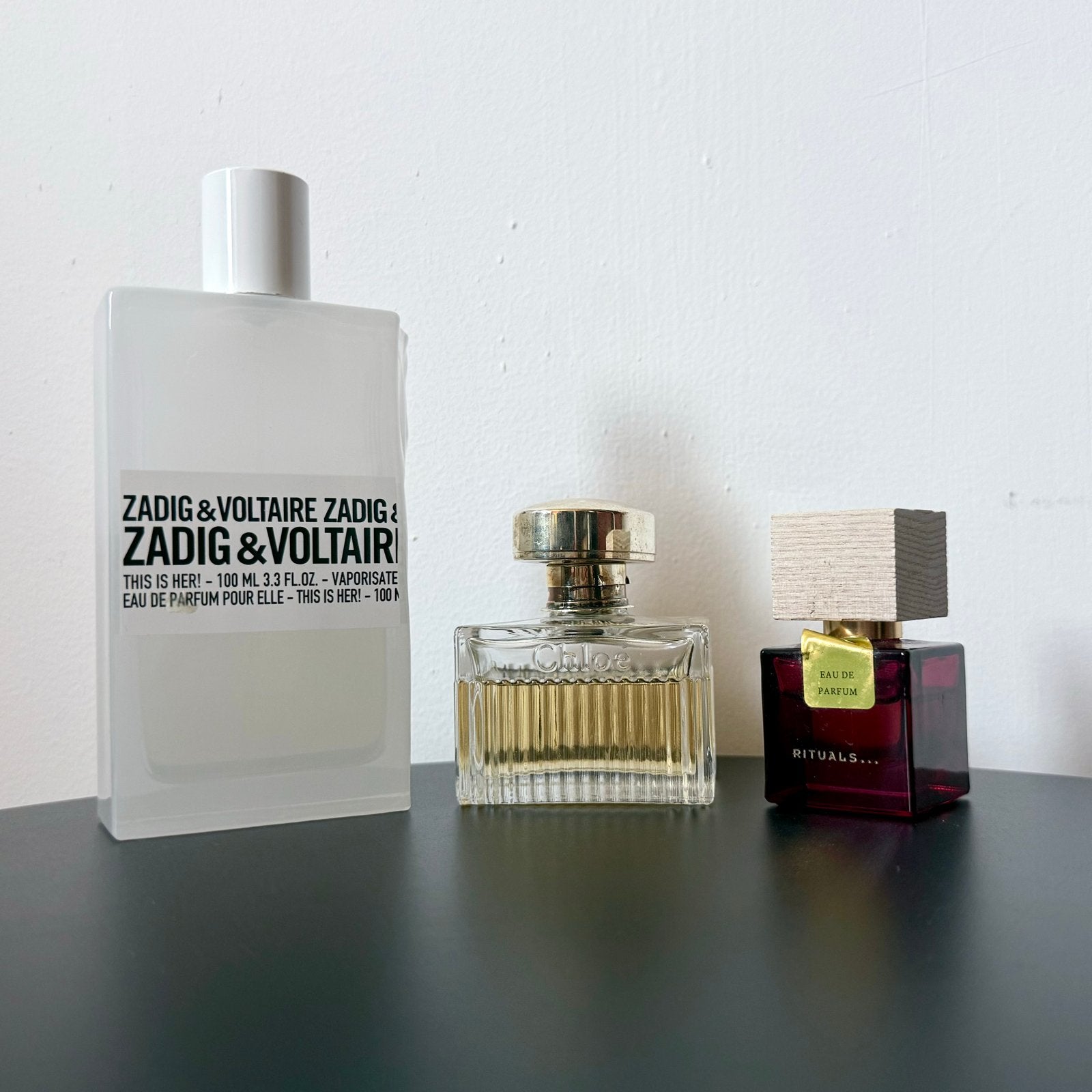 Parfum set: Zadig & Voltaire, Chloé, Rituals. Vol/halfvol, Ophalen of Verzenden, Gebruikt