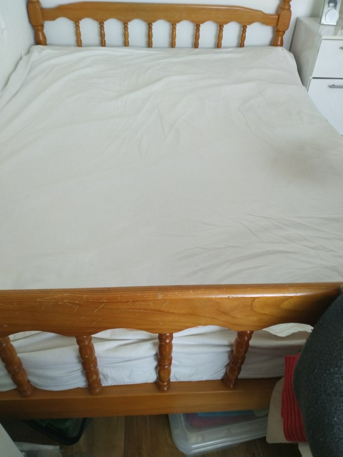 2 pers. houten bed, Ophalen, Tweepersoons, 140 cm, 200 cm